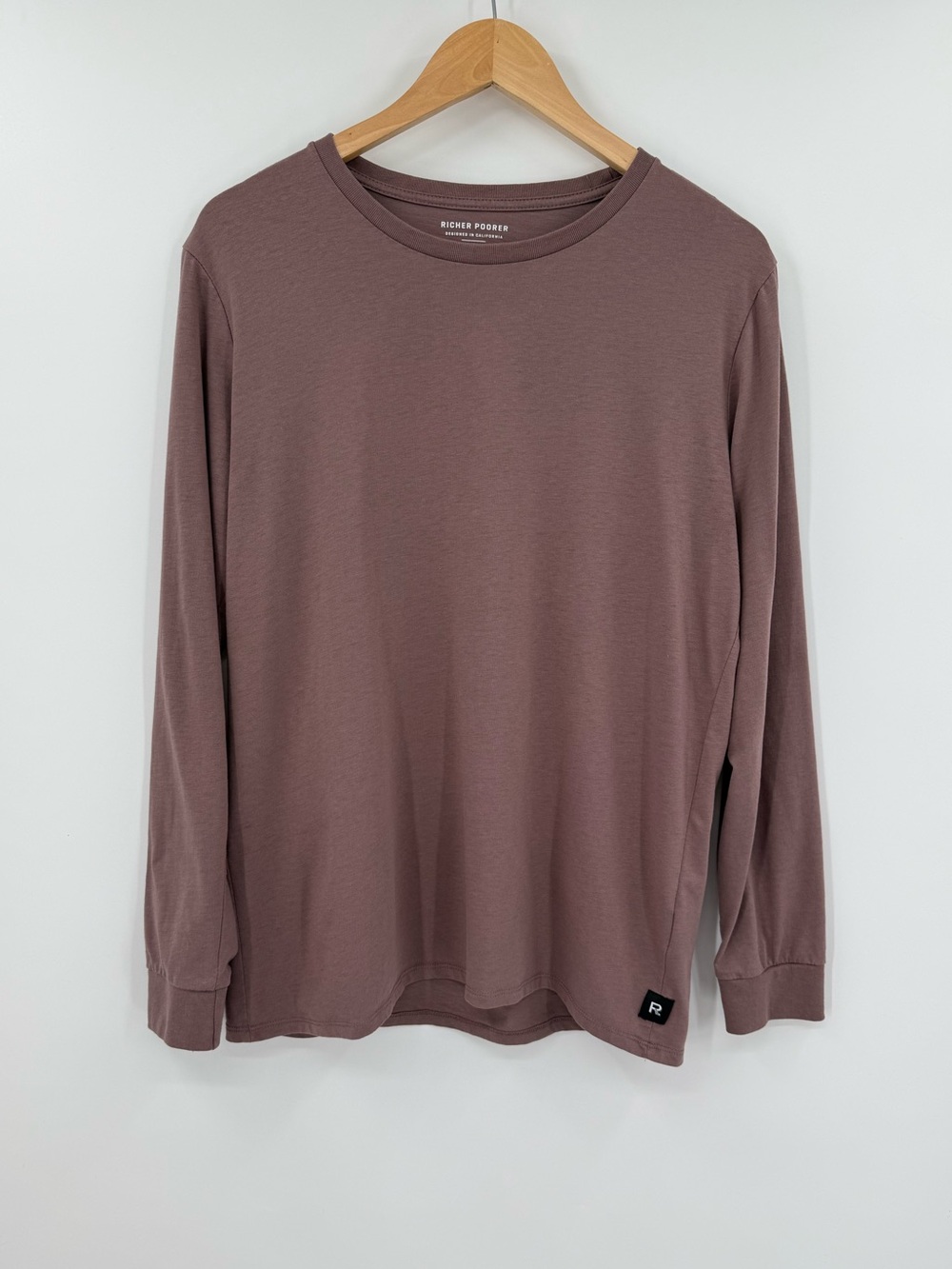 Richer Poorer Men's Long Sleeve Cotton Blend Crewneck Tee | Mauve | Medium